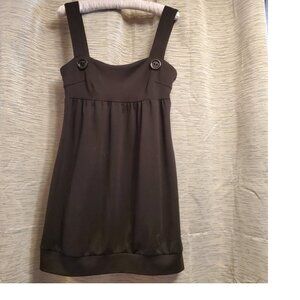 Monteau Sleeveless Black Sleeveless Dress With Decorative Buttons